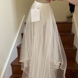 2-tier Ivory Beaded Edge Veil